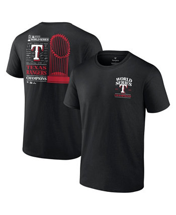 Мужская черная футболка с подписью состава чемпионов Мировой серии Texas Rangers 2023 Fanatics
