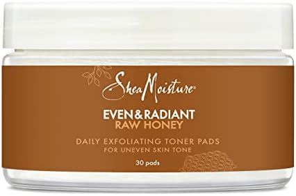 SheaMoisture Even and Radiant Face Pads For Uneven Skin Tone and Dark Spots Daily Exfoliating Toner Pads With Raw Honey 30 Count SheaMoisture