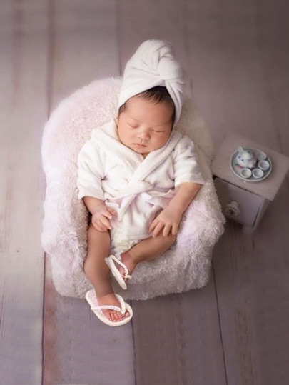 Халат с поясом и полотенце и повязка на голову для фотографии новорождённых SHEIN