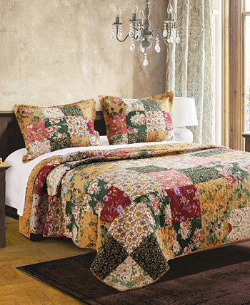 Комплект стеганого одеяла Antique Chic, двухкомпонентный твин Greenland Home Fashions