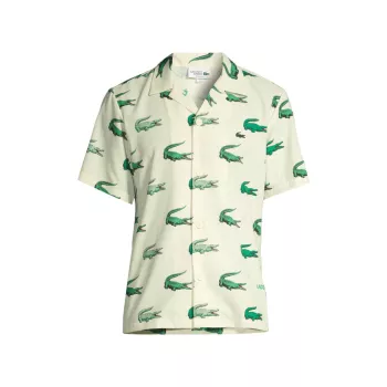 Рубашка из ткани с крокодиловым принтом Lacoste