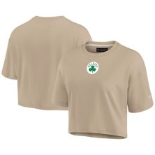 Women's Fanatics Signature Khaki Boston Celtics Elements Super Soft Boxy Cropped T-Shirt Fanatics Signature