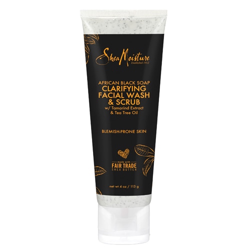 SheaMoisture African Black Soap Facial Wash &amp; Скраб для очищения склонной к высыпаниям кожи -- 4 унции SheaMoisture