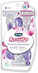 Schick Quattro for Women Disposable Sensitive Skin, 3 Count (Pack of 1) Schick Hydro Silk