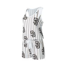 Women's Concepts Sport White San Diego Padres Reel Pinstripe Knit Romper Unbranded