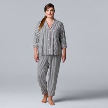 Плюс размер Simply Vera Vera Wang Пижамная рубашка с рукавами 3/4 и укороченные пижамные штаны Комплект для сна Simply Vera Vera Wang