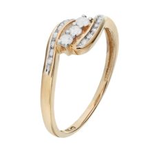 Обручальное кольцо с круглой огранкой и бриллиантом в виде завитка из золота 10 карат (1/4 карата T.W.) Unbranded