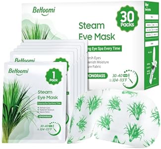 30Packs Steam Eye Mask, Heated Eye Mask Warm Compress for Eyes, Self Heating Disposable Eye Masks, Sleep Mask for Home, Spa, Office, Travel Essentials & Relaxation Gifts (Chamomile) BeHoomi