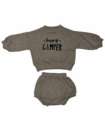 Комплект из 2 предметов из органического хлопка для маленьких мальчиков и девочек с длинными рукавами Happy Camper Earth Baby Outfitters