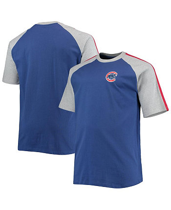 Мужская футболка Big and Tall Royal and Heathered Grey Chicago Cubs B&T Curcular Raglan Profile