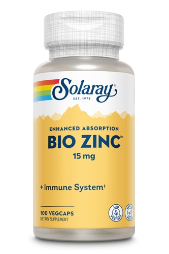 Solaray Bio Zinc™ — 15 мг — 100 растительных капсул Solaray