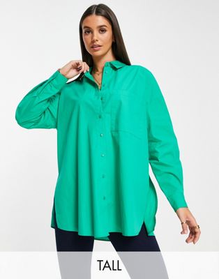 Only Tall poplin oversized shirt in bright green Only Tall