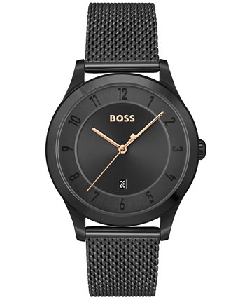 Мужские часы Purity с черным стальным браслетом с ионным покрытием, 41 мм BOSS