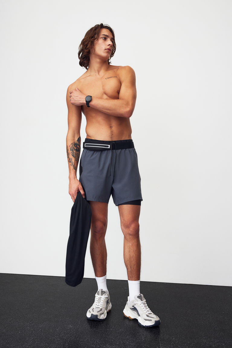 Мужские Спортивные шорты H&M Double-Layered Running Shorts in DryMove™ H&M