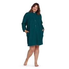 Plus Size Miss Elaine Essentials Brushed Back Terry Short Snap Robe Miss Elaine