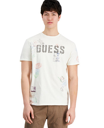 Мужская футболка с круглым вырезом и логотипом World Stamps GUESS