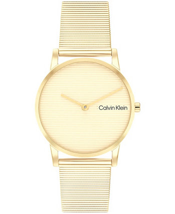 Women's CK Feel Gold-Tone Stainless Steel Mesh Watch 30mm Calvin Klein