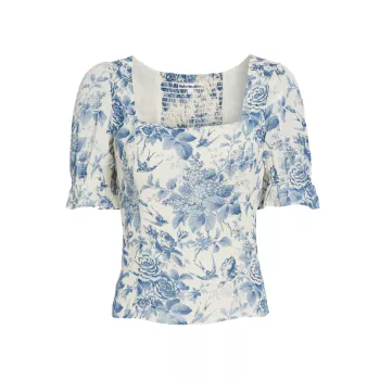 Constance Smocked Toile Top REFORMATION