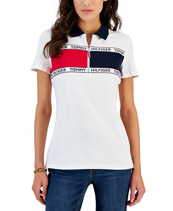 Женская рубашка-поло с цветными блоками и логотипом Tommy Hilfiger