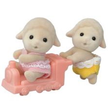 Calico Critters Sheep Twins Set of 2 Collectible Doll Figures with Vehicle Accessory Calico Critters