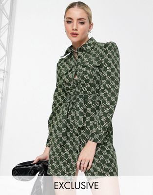 Зеленое вельветовое платье-рубашка с логотипом Reclaimed Vintage Reclaimed Vintage