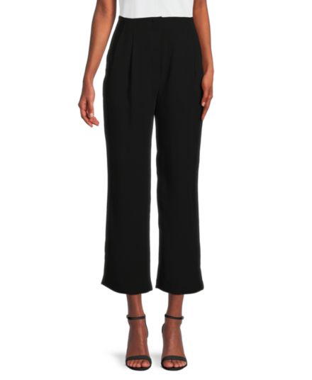 Pleated Straight Cropped Wide Leg Pants Gracia
