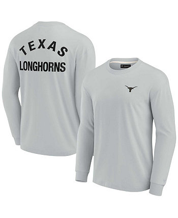 Мужская и женская серая супермягкая футболка с длинным рукавом Texas Longhorns Fanatics Signature