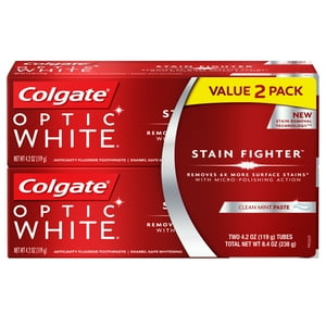 Colgate Optic White Stain Fighter Clean Mint Toothpaste, 8.2 Ounce (Pack of 2) Visit the Colgate Store