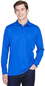 Ash City Adult Pinnacle Performance Piquo Long-Sleeve Polo with Pocket - True Royal 438-5XL Ash