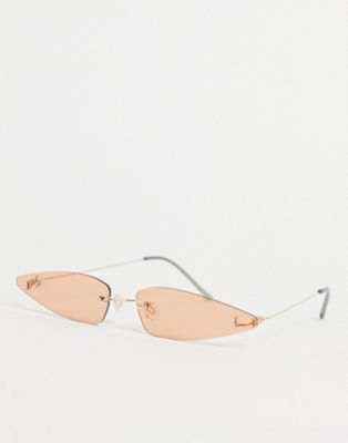 Экстремальные солнцезащитные очки «кошачий глаз» Jeepers Peepers в серебряной оправе и бледно-оранжевых линзах Jeepers Peepers