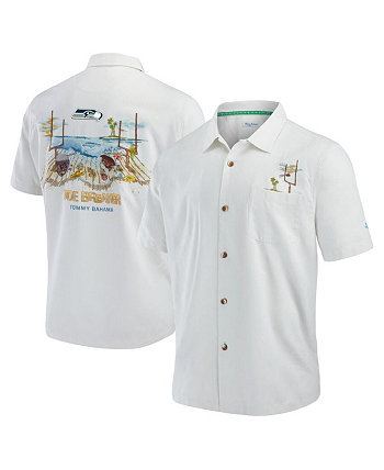 Мужская белая рубашка на пуговицах Seattle Seahawks Tide Breaker IslandZone Camp Tommy Bahama
