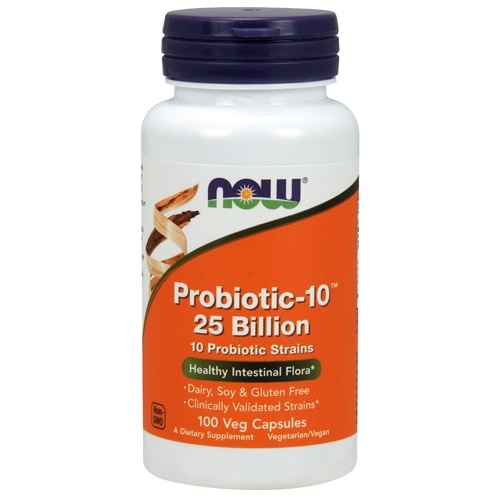 NOW Probiotic-10™ -- 25 миллиардов – 100 растительных капсул NOW Foods