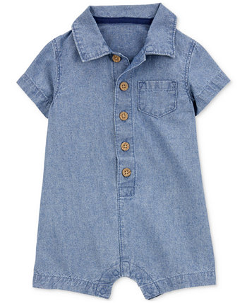 Baby Boys Cotton Chambray Polo Romper Carter's