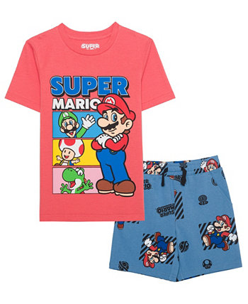 Футболка и шорты с короткими рукавами Super Mario для малышей и маленьких мальчиков, набор из 2 предметов Hybrid