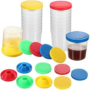 Zonon 24 Pcs 6 oz Paint Cups Non-spill Paint Cups with Flip Open Lids Set Painting Cups Art Supply for School, Classroom, Artist Studio, Assorted Colors(Pink, Blue, Green, Yellow) Zonon