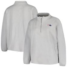 Женская серая куртка New England Patriots размера плюс с молнией четверти из шерпы Unbranded
