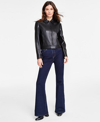 Women's Leather Zip-Front Coat Michael Kors