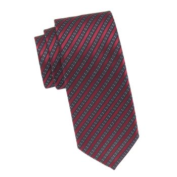 Striped Silk &amp; Cotton Tie Zegna