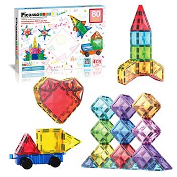 80pc Magnetic Building Block Set with Car PicassoTiles