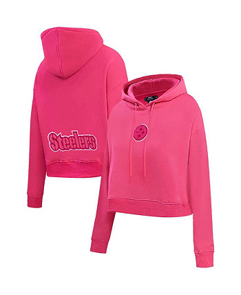 Женский укороченный пуловер с капюшоном Pittsburgh Steelers тройного розового цвета Pro Standard