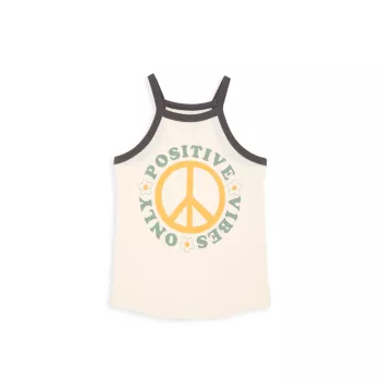 Little Girl's &amp; Girl's Golden Age Of Radness Positive Vibes Tank Top Tiny Whales