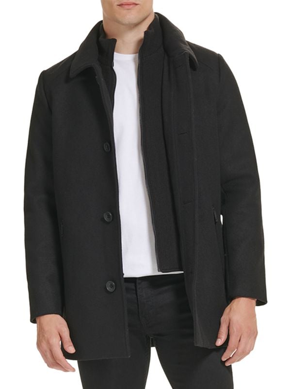 Пальто из смесовой шерсти на подкладке со свитером Kenneth Cole