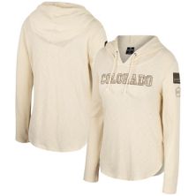 Women's Colosseum Cream Colorado Buffaloes OHT Military Appreciation Casey Raglan Long Sleeve Hoodie T-Shirt Colosseum
