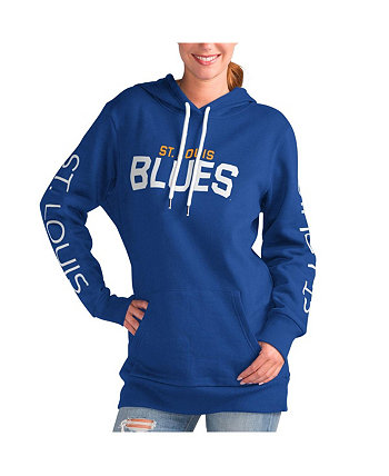 Женский синий пуловер с капюшоном St. Louis Blues Overtime G-III