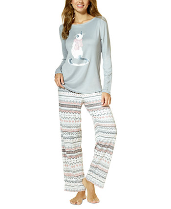 Женский комплект из футболки с длинными рукавами и пижамных брюк Bouquet Skaters HUE