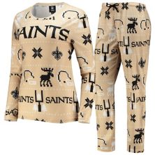 Women's FOCO Gold New Orleans Saints Ugly Pajamas Set Unbranded