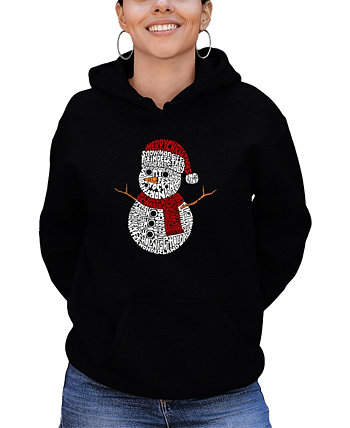 Женская толстовка с капюшоном «Рождественский снеговик» Word Art LA Pop Art
