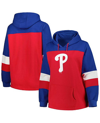 Women's Royal Philadelphia Phillies Plus Size Colorblock Pullover Hoodie Profile