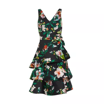 Платье А-силуэта с цветочным принтом Teri Jon