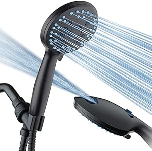 AquaCare High Pressure 8-mode Handheld Shower Head - Anti-clog Nozzles, Built-in Power Wash to Clean Tub, Tile & Pets, Extra Long 6 ft. Stainless Steel Hose, Wall & Overhead Brackets - 1.8 GPM Hotel Spa